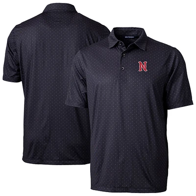 Men's Cutter & Buck Black Nashville Sounds Pike Double Dot Print Stretch Polo