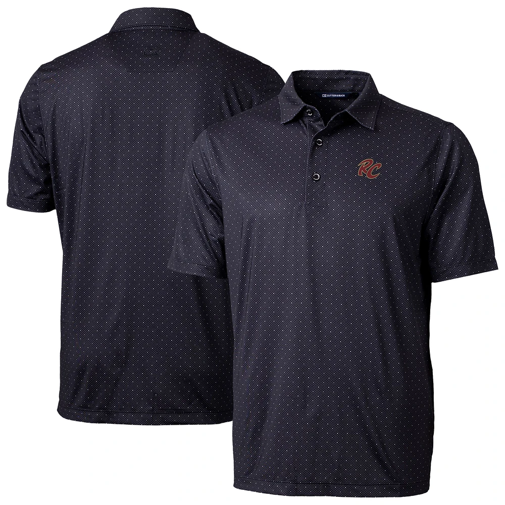 Men's Cutter & Buck Black Sacramento River Cats Pike Double Dot Print Stretch Polo