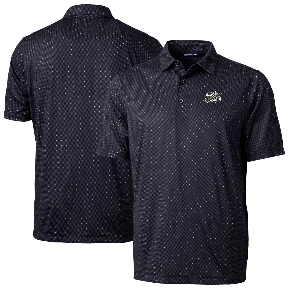 Men's Cutter & Buck Black Omaha Storm Chasers Pike Double Dot Print Stretch Polo