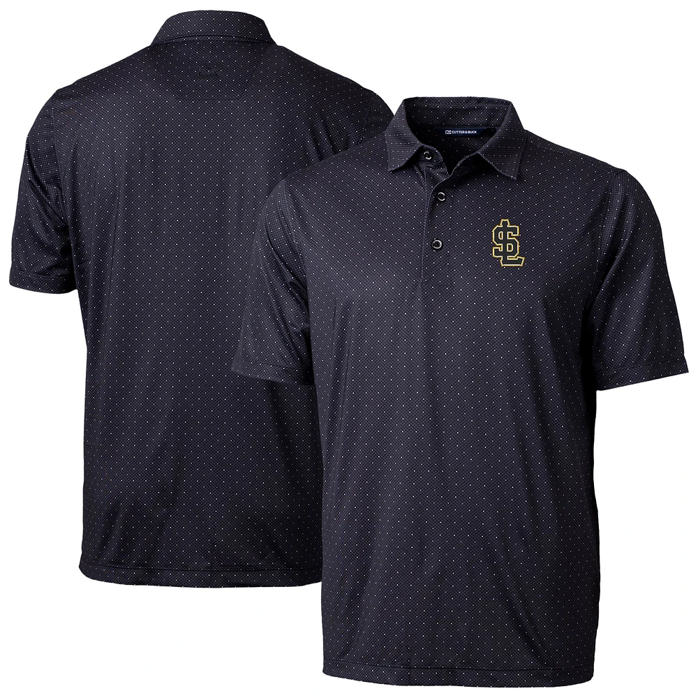 Men's Cutter & Buck Black Salt Lake Bees Pike Double Dot Print Stretch Polo