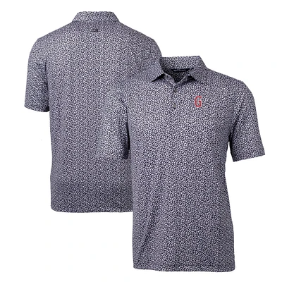 Men's Cutter & Buck Black Greenville Drive Pike Magnolia Stretch Polo