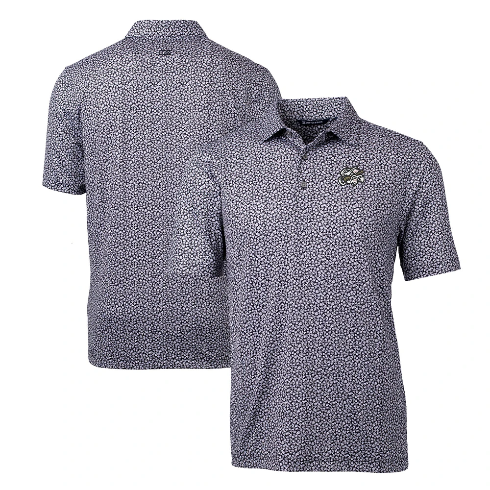 Men's Cutter & Buck Black Omaha Storm Chasers Pike Magnolia Stretch Polo