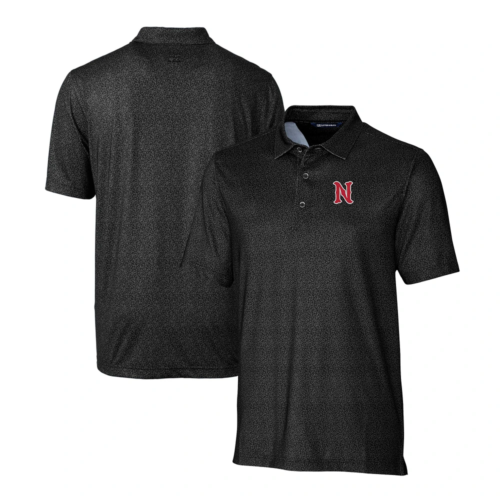 Men's Cutter & Buck Black Nashville Sounds Pike Micro Floral Stretch Polo