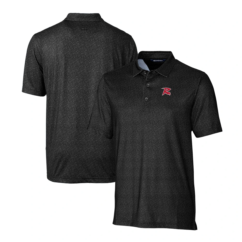 Men's Cutter & Buck Black Richmond Flying Squirrels Pike Micro Floral Stretch Polo