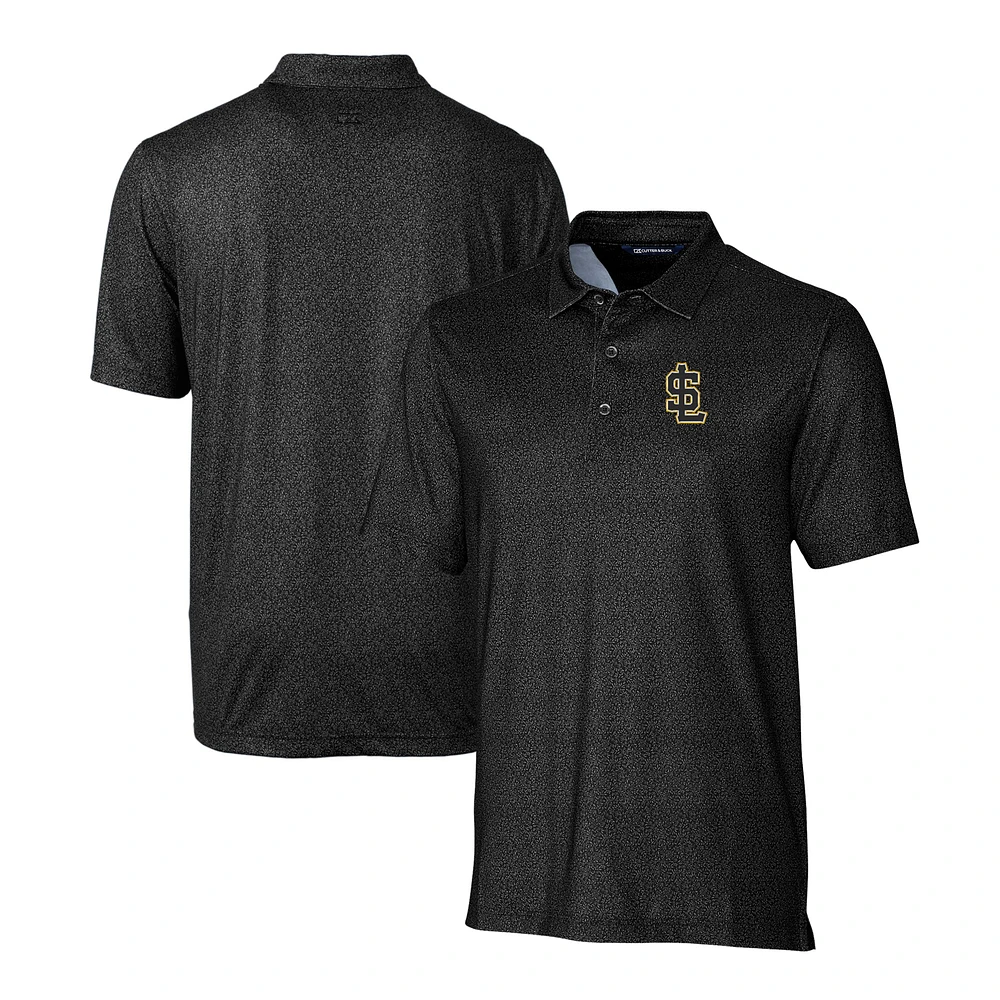 Men's Cutter & Buck Black Salt Lake Bees Pike Micro Floral Stretch Polo