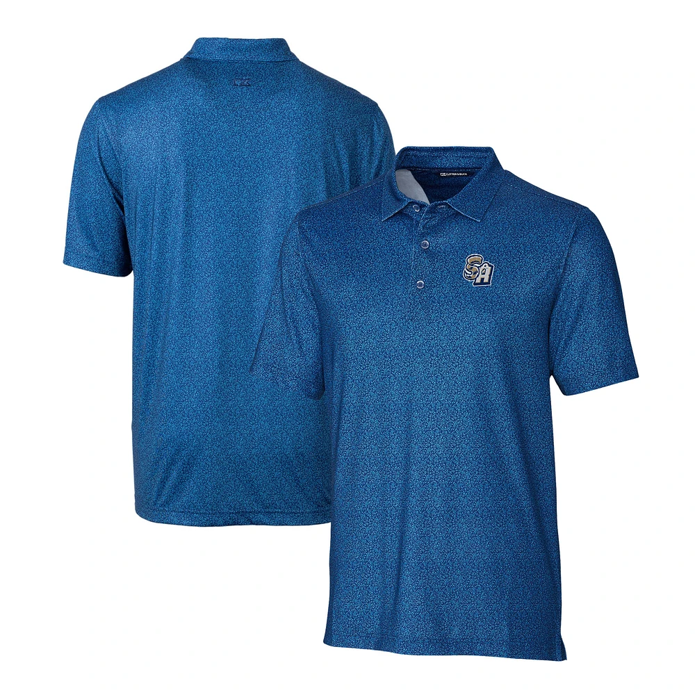 Men's Cutter & Buck Blue San Antonio Missions Pike Micro Floral Stretch Polo