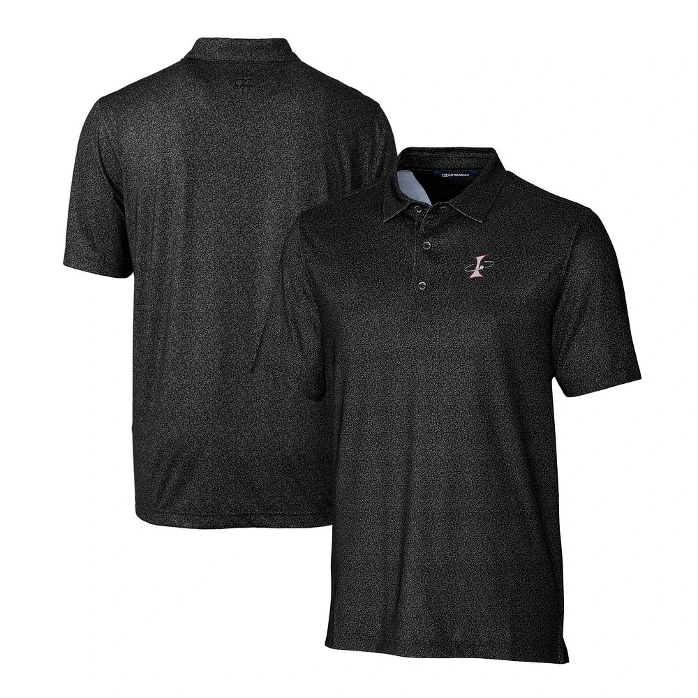 Men's Cutter & Buck Black Albuquerque Isotopes Pike Micro Floral Stretch Polo