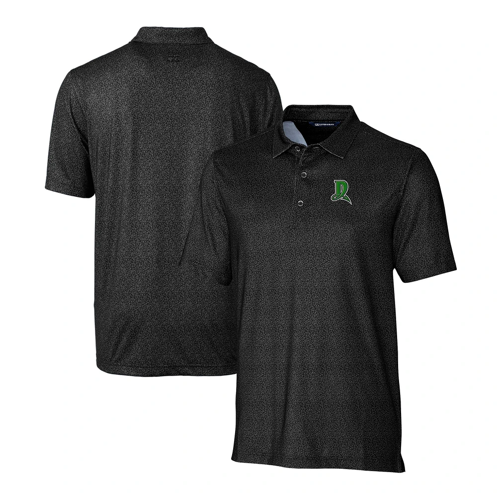 Men's Cutter & Buck Black Dayton Dragons Pike Micro Floral Stretch Polo