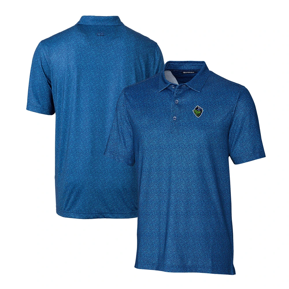 Men's Cutter & Buck Blue Hillsboro Hops Pike Micro Floral Stretch Polo