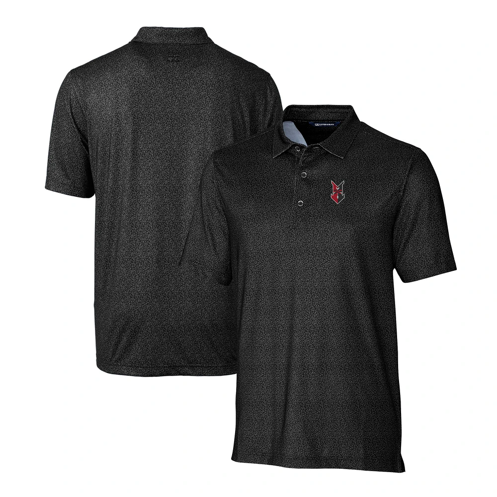 Men's Cutter & Buck Black Indianapolis Indians Pike Micro Floral Stretch Polo