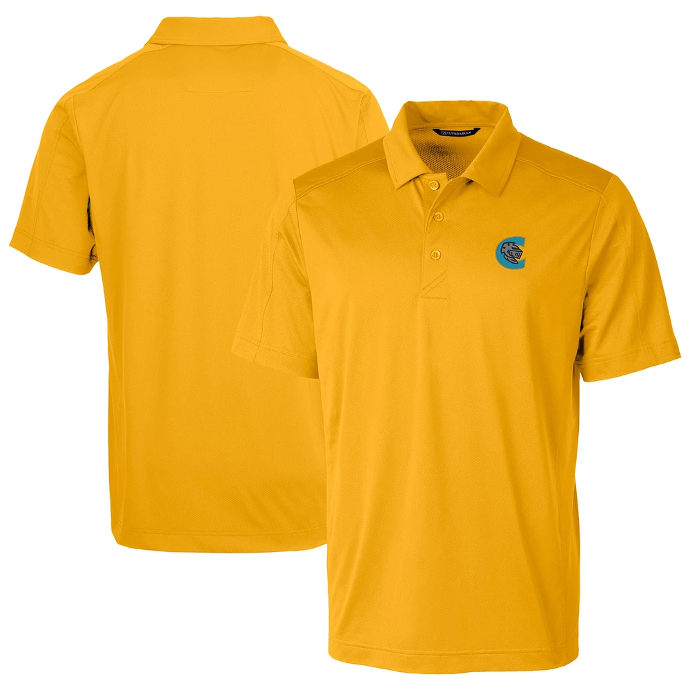Men's Cutter & Buck Gold Charlotte Knights Prospect Textured Stretch Polo