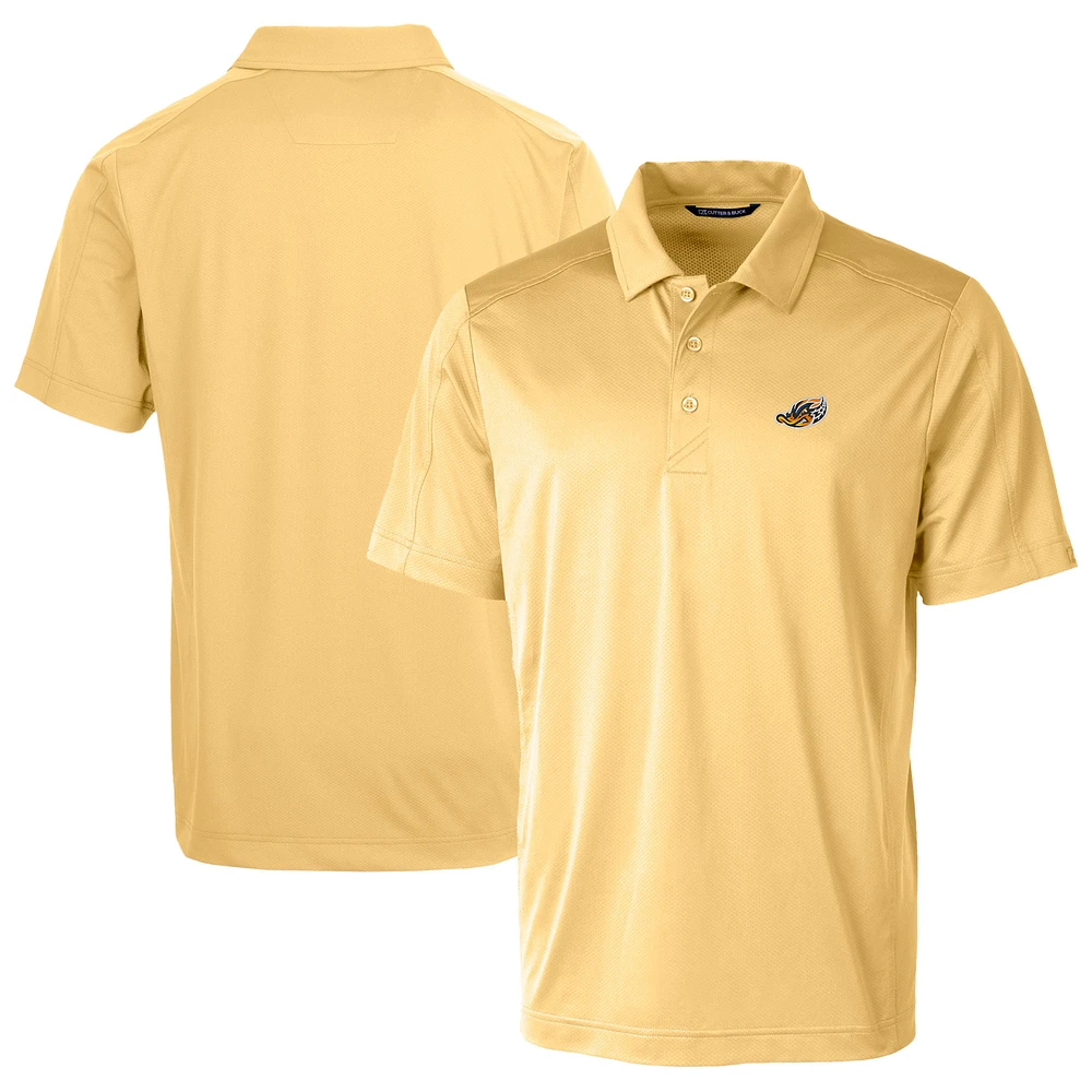 Men's Cutter & Buck Cream Akron RubberDucks Prospect Textured Stretch Polo