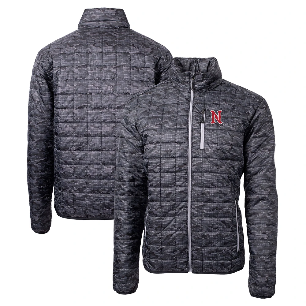 Men's Cutter & Buck Black Nashville Sounds Rainier PrimaLoft Eco Insulated Full-Zip Printed Puffer Jacket