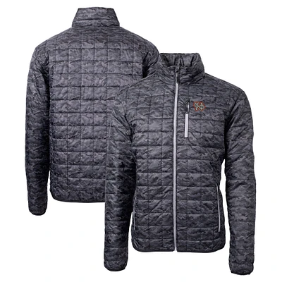 Men's Cutter & Buck Black Norfolk Tides Rainier PrimaLoft Eco Insulated Full-Zip Printed Puffer Jacket