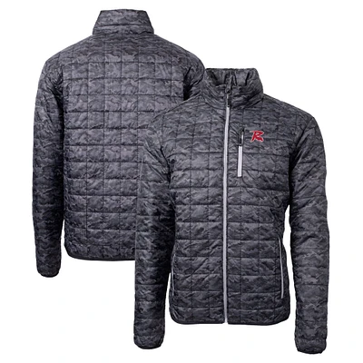 Men's Cutter & Buck Black Richmond Flying Squirrels Rainier PrimaLoft Eco Insulated Full-Zip Printed Puffer Jacket