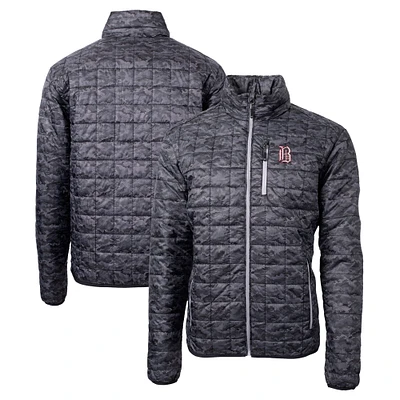 Men's Cutter & Buck Black Birmingham Barons Rainier PrimaLoft Eco Insulated Full-Zip Printed Puffer Jacket