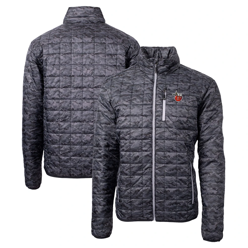 Men's Cutter & Buck Black Fort Wayne TinCaps Rainier PrimaLoft Eco Insulated Full-Zip Printed Puffer Jacket