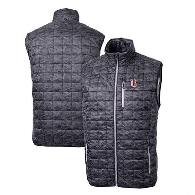 Men's Cutter & Buck Black Birmingham Barons Rainier PrimaLoft Eco Insulated Full-Zip Printed Puffer Vest