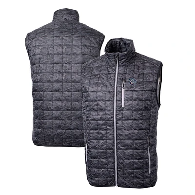 Men's Cutter & Buck Black Lehigh Valley IronPigs Rainier PrimaLoft Eco Insulated Full-Zip Printed Puffer Vest
