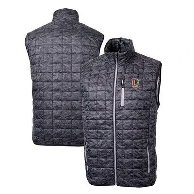 Men's Cutter & Buck Black Durham Bulls Rainier PrimaLoft Eco Insulated Full-Zip Printed Puffer Vest