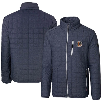 Men's Cutter & Buck Heather Navy Durham Bulls Rainier PrimaLoft Eco Insulated Full-Zip Puffer Jacket