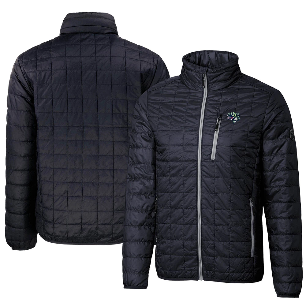 Men's Cutter & Buck Navy Gwinnett Stripers Rainier PrimaLoft Eco Insulated Full-Zip Puffer Jacket