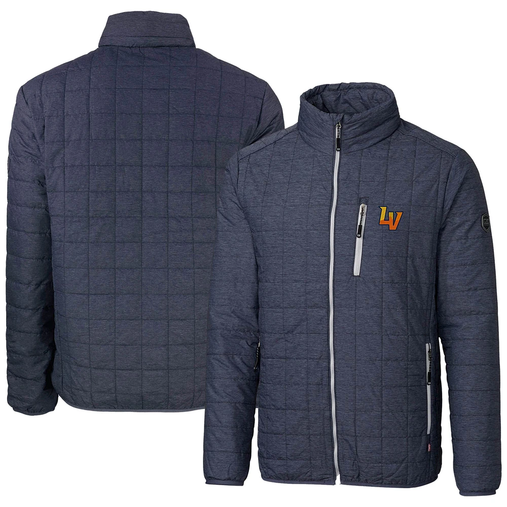 Men's Cutter & Buck Heather Navy Las Vegas Aviators Rainier PrimaLoft Eco Insulated Full-Zip Puffer Jacket