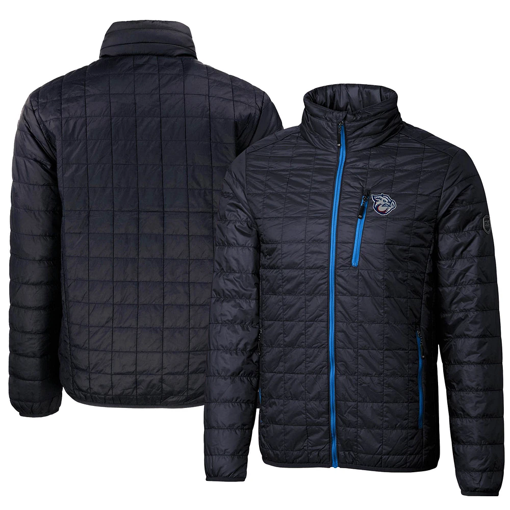 Men's Cutter & Buck Navy Lehigh Valley IronPigs Rainier PrimaLoft Eco Insulated Full-Zip Puffer Jacket