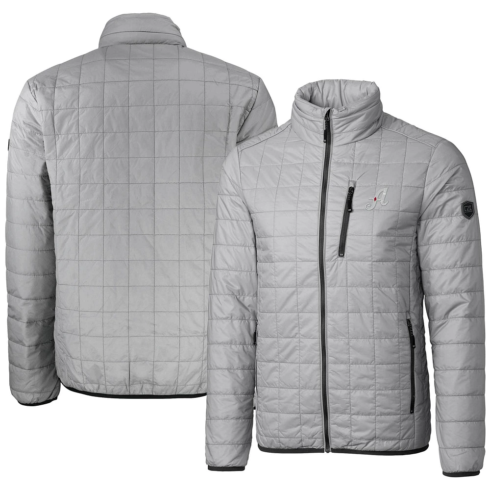 Men's Cutter & Buck Gray Reno Aces Rainier PrimaLoft Eco Insulated Full-Zip Puffer Jacket