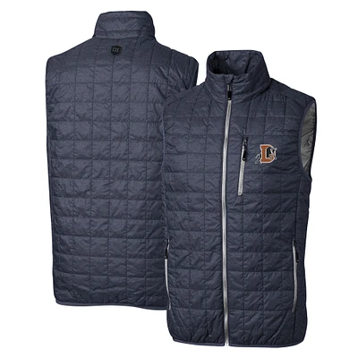 Men's Cutter & Buck Heather Navy Durham Bulls Rainier PrimaLoft Eco Insulated Full-Zip Puffer Vest