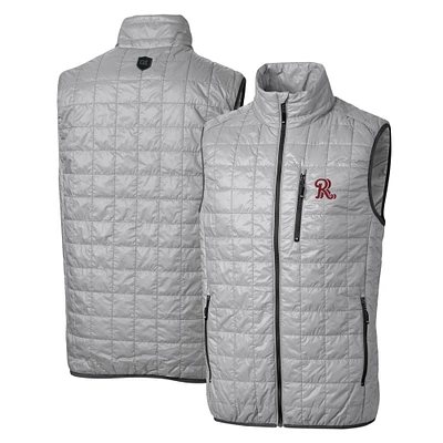 Men's Cutter & Buck Gray Frisco RoughRiders Rainier PrimaLoft Eco Insulated Full-Zip Puffer Vest