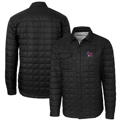 Men's Cutter & Buck Black Buffalo Bisons Rainier PrimaLoft Eco Insulated Quilted Button-Up Shacket