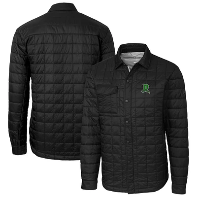 Men's Cutter & Buck Black Dayton Dragons Rainier PrimaLoft Eco Insulated Quilted Button-Up Shacket