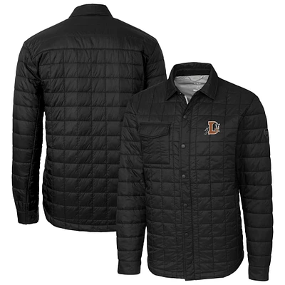 Men's Cutter & Buck Black Durham Bulls Rainier PrimaLoft Eco Insulated Quilted Button-Up Shacket