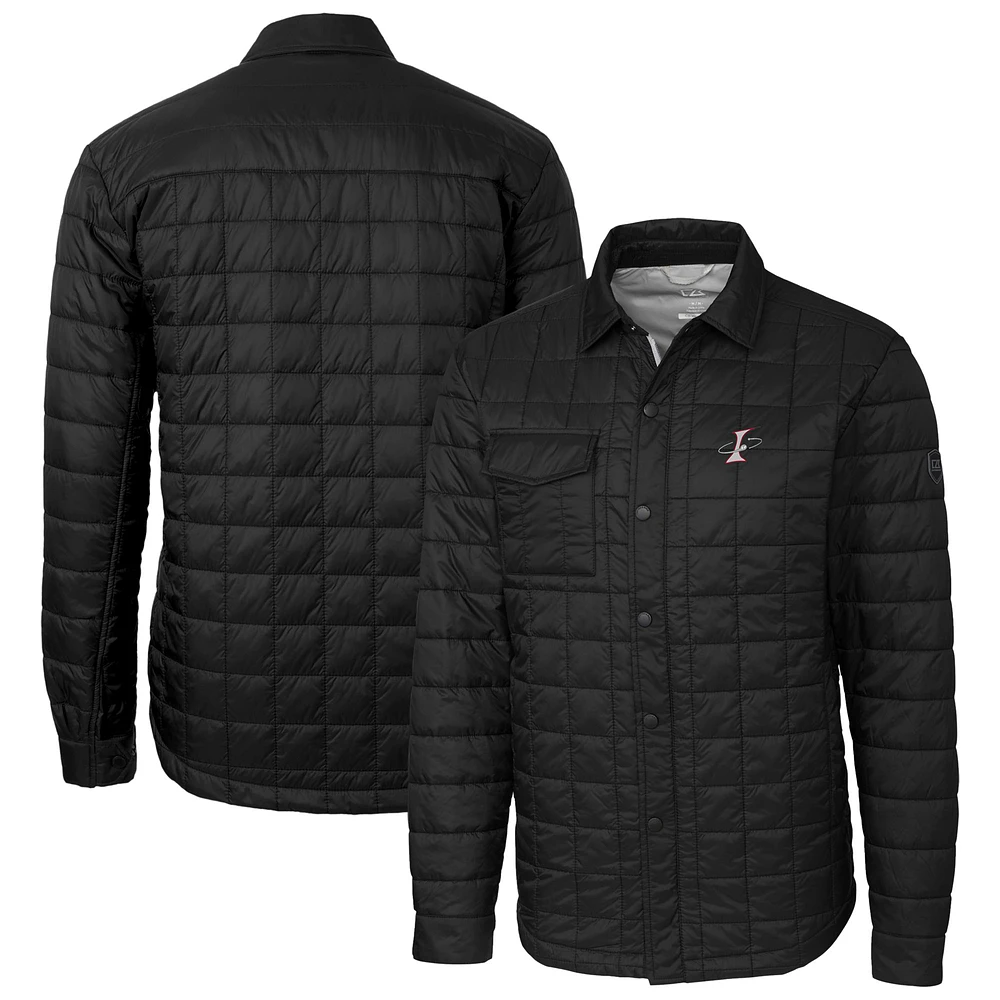 Men's Cutter & Buck Black Albuquerque Isotopes Rainier PrimaLoft Eco Insulated Quilted Button-Up Shacket