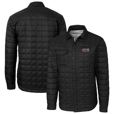 Men's Cutter & Buck Black Lansing Lugnuts Rainier PrimaLoft Eco Insulated Quilted Button-Up Shacket