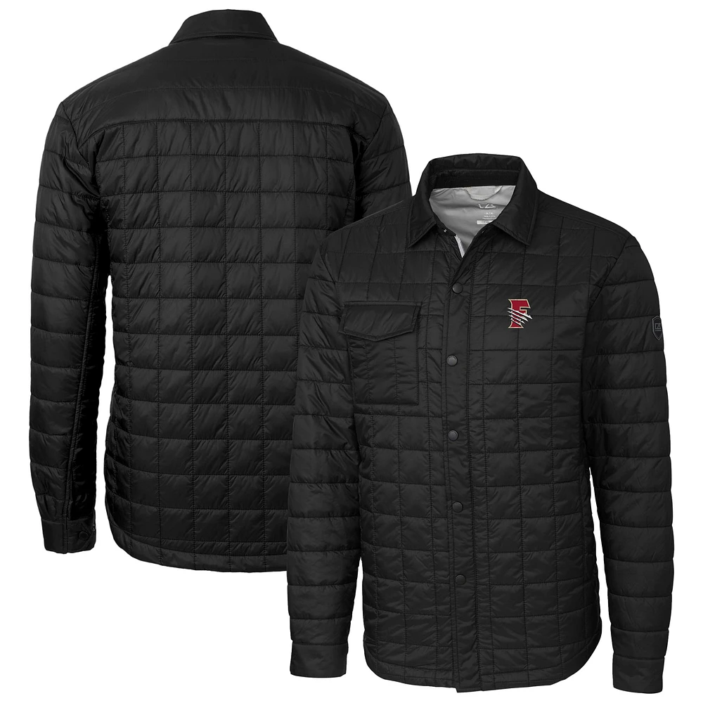 Men's Cutter & Buck Black Fresno Grizzlies Rainier PrimaLoft Eco Insulated Quilted Button-Up Shacket