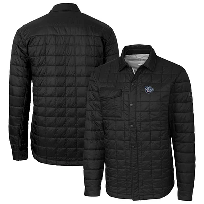 Men's Cutter & Buck Black Lehigh Valley IronPigs Rainier PrimaLoft Eco Insulated Quilted Button-Up Shacket