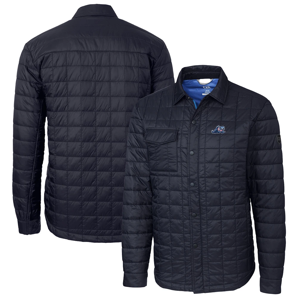 Men's Cutter & Buck Navy West Michigan Whitecaps Rainier PrimaLoft Eco Insulated Quilted Button-Up Shacket