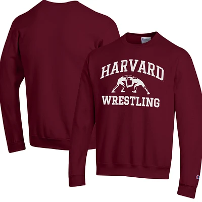 Men's Champion Crimson Harvard Wrestling Icon Powerblend Pullover Sweatshirt