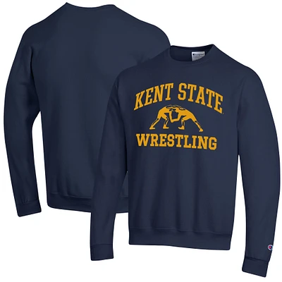 Men's Champion Navy Kent State Golden Flashes Wrestling Icon Powerblend Pullover Sweatshirt
