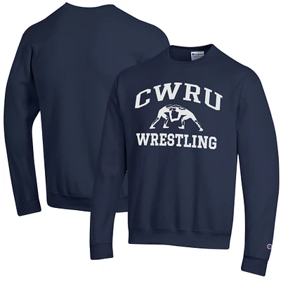 Men's Champion Navy Case Western Reserve Spartans Wrestling Icon Powerblend Pullover Sweatshirt
