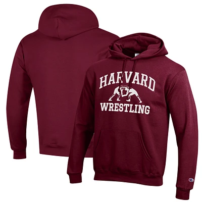 Men's Champion Crimson Harvard Wrestling Icon Powerblend Pullover Hoodie