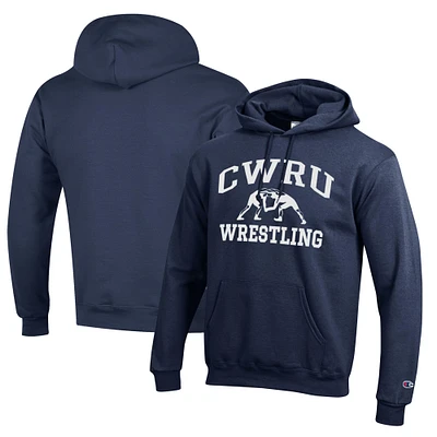 Men's Champion Navy Case Western Reserve Spartans Wrestling Icon Powerblend Pullover Hoodie