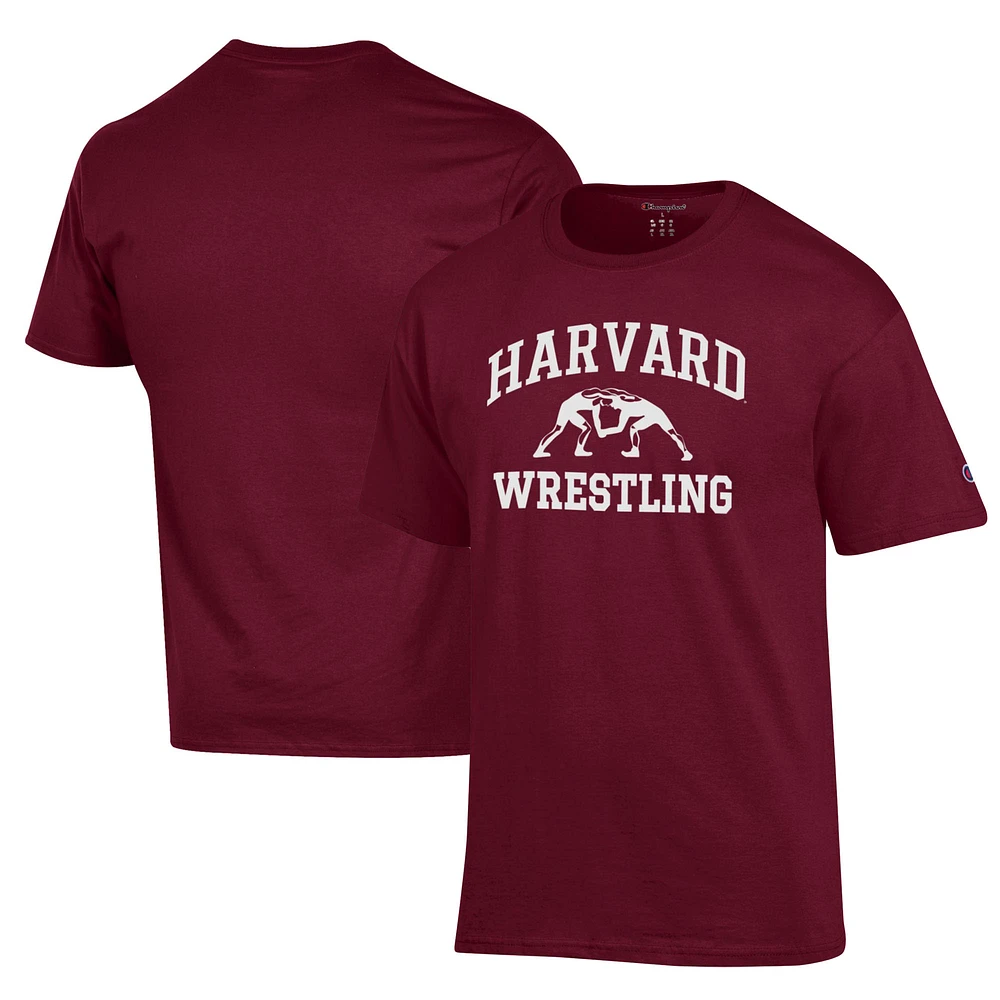 Men's Champion Crimson Harvard Wrestling Icon T-Shirt