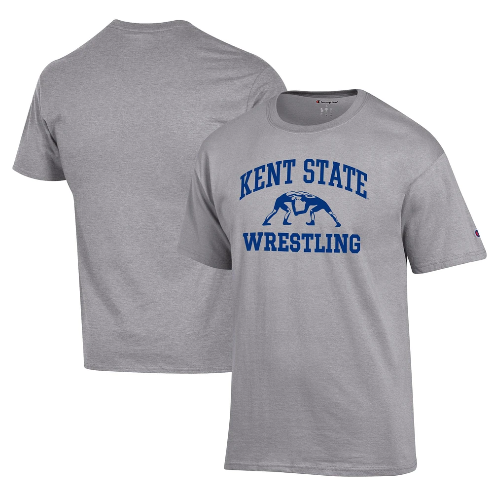 Men's Champion Heather Gray Kent State Golden Flashes Wrestling Icon T-Shirt