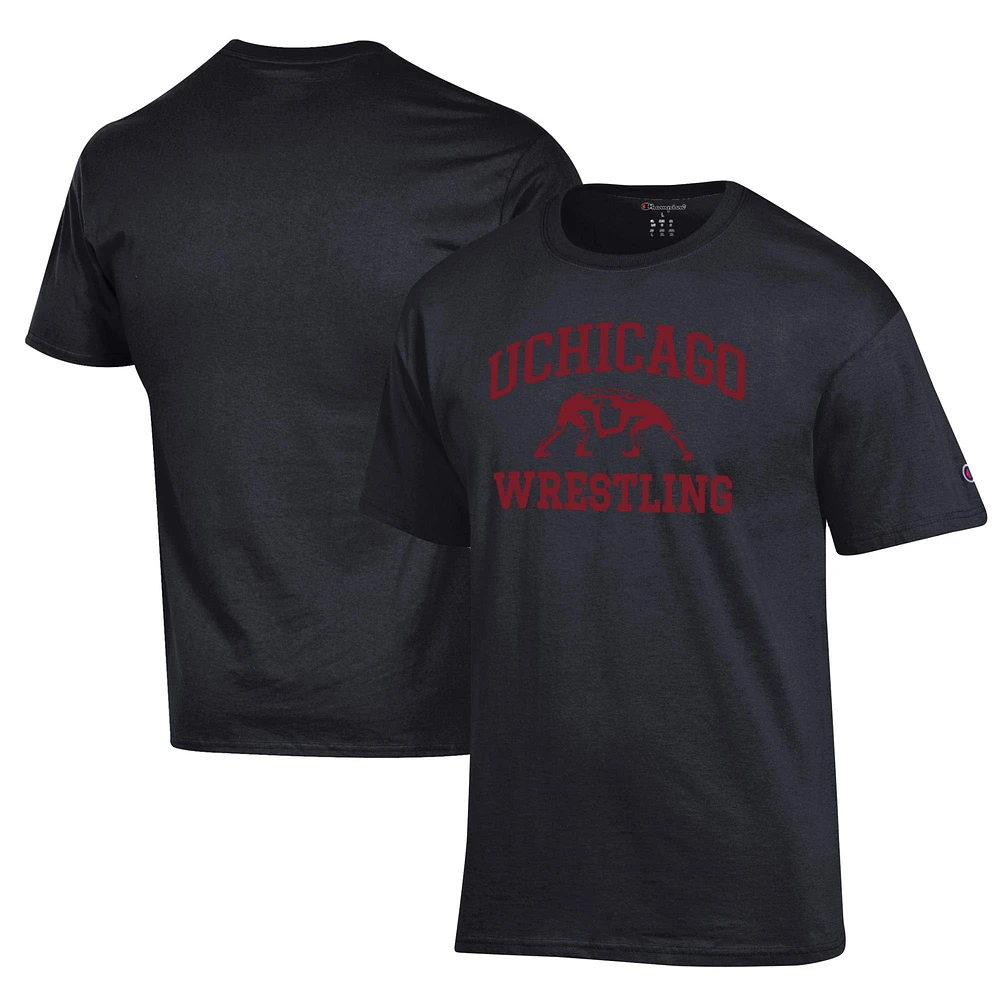 Men's Champion Black UChicago Maroons Wrestling Icon T-Shirt