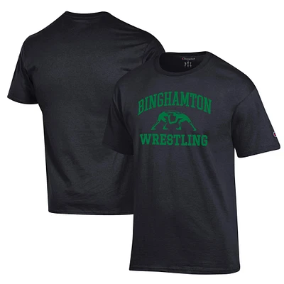 Men's Champion Black Binghamton Bearcats Wrestling Icon T-Shirt