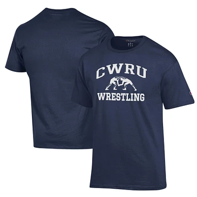 Men's Champion Navy Case Western Reserve Spartans Wrestling Icon T-Shirt
