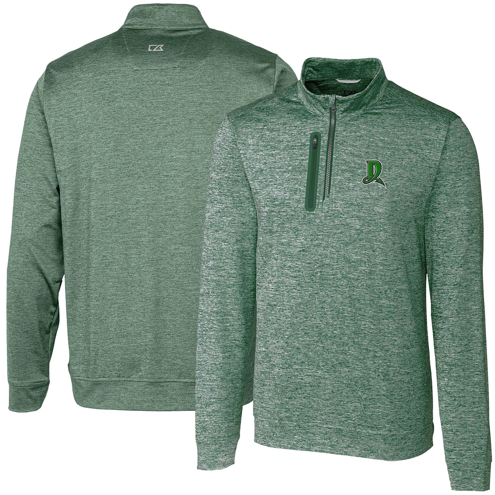 Men's Cutter & Buck Hunter Green Dayton Dragons Stealth Heathered Quarter-Zip Top